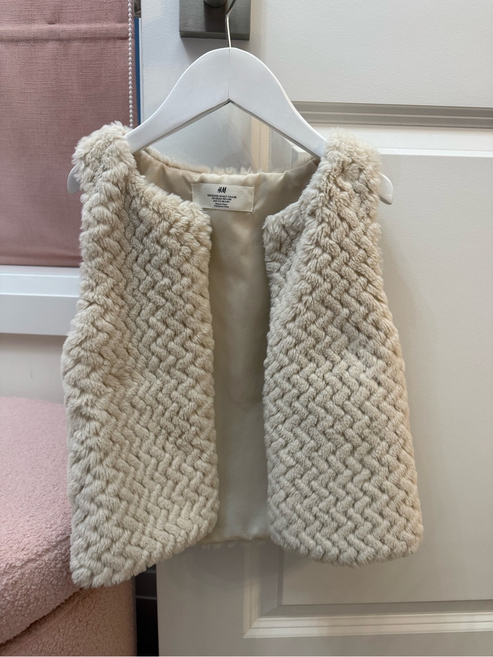 H&M Beige Faux Fur Vest for Kids (size 6-8)